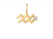 Load image into Gallery viewer, 14k Yellow Gold Diamond Accent Petite Aquarius Charm (I7313)
