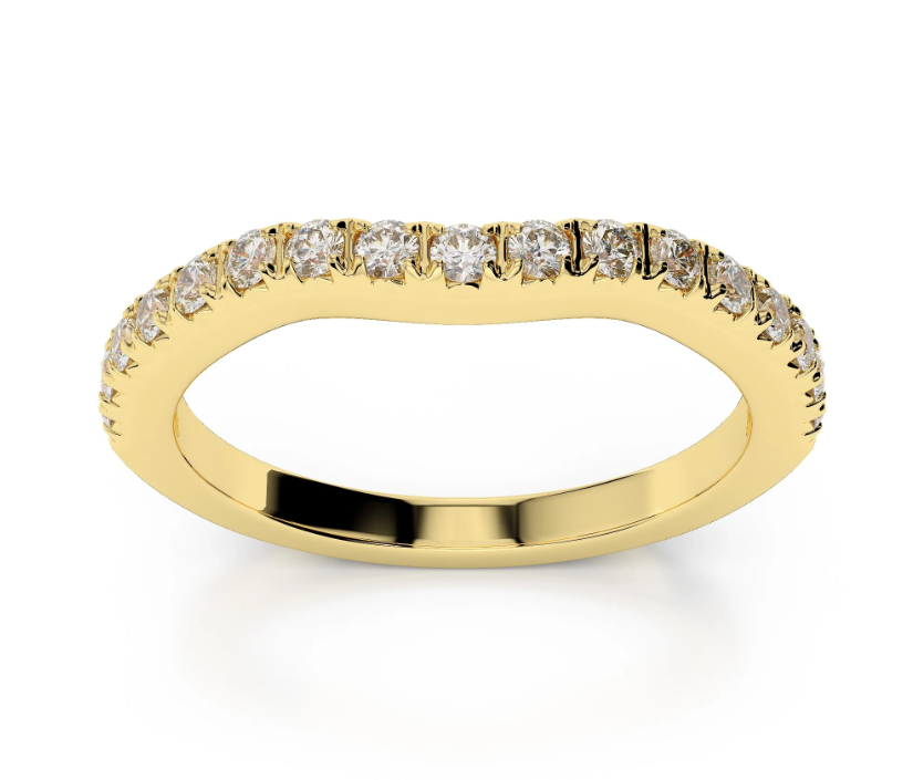 14k Yellow Gold Curved Diamond Band (I7476)