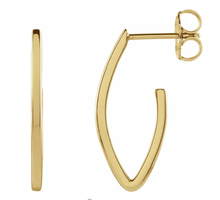 14k Yellow Gold Pointed Hoop Earrings (I7794)