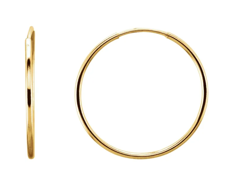 14k Yellow Gold Endless Hoop Earrings