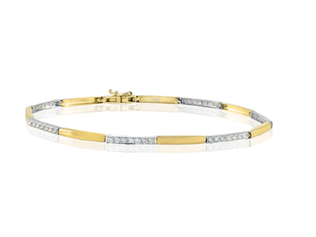 14k Yellow & White Gold Diamond Segment Bracelet (I7850)
