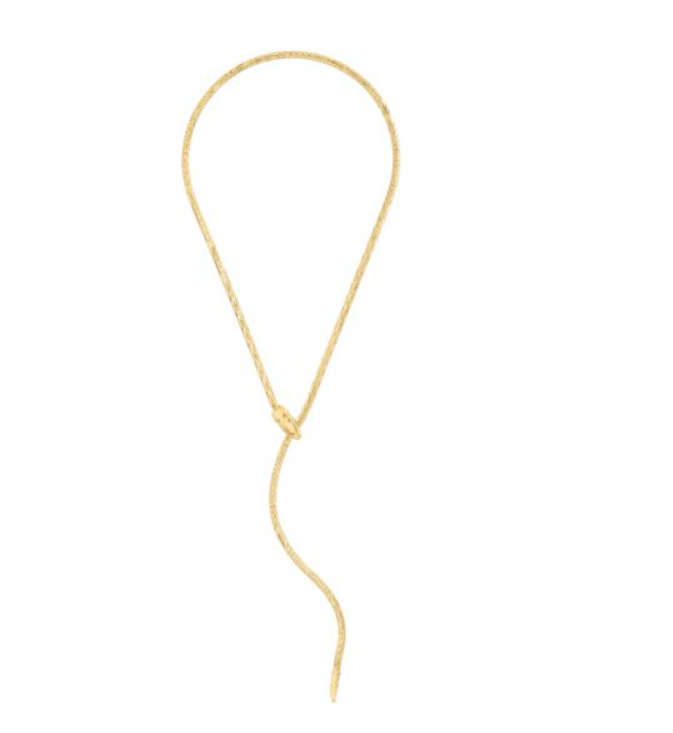 14k Yellow Gold Serpent Head Adjustable Necklace (I8116)