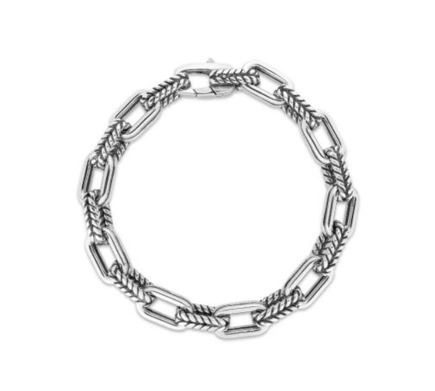 Sterling Silver Double Link Paperclip Chain Bracelet (I8202)