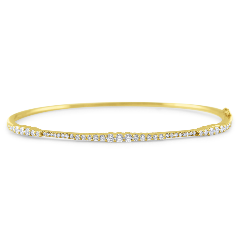 14k Yellow Gold Diamond Hinged Bangle Bracelet (I8308)