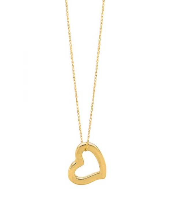 14k Yellow Gold Heart Cut Out Pendant  (I8360)