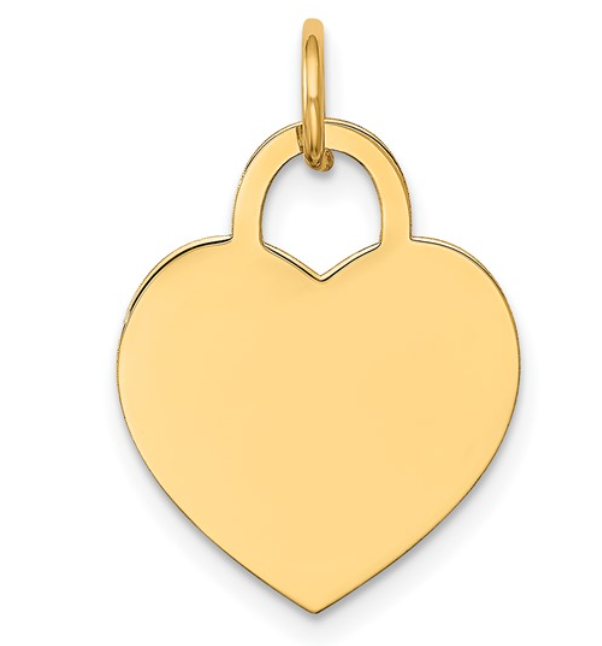 14k Yellow Gold Heart Disc Pendant (I8363)