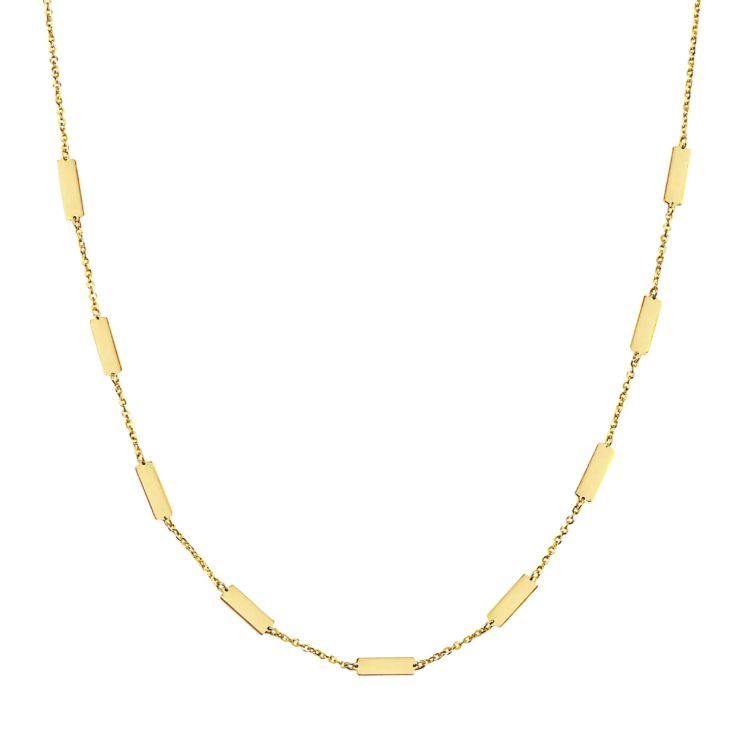 14k Yellow Gold Rectangle Station Necklace (I8444)