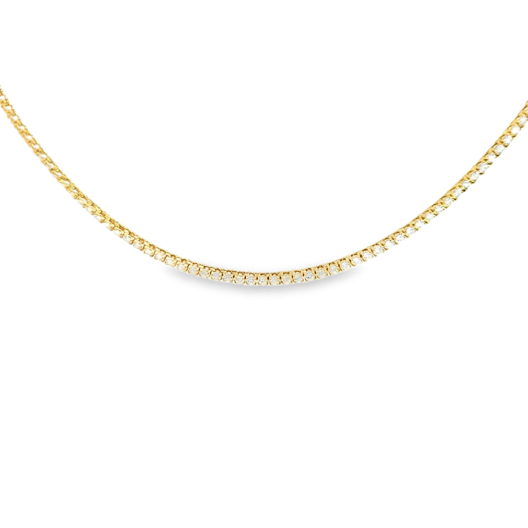 18k Yellow Gold 5.35ctw Diamond Tennis Necklace (I8764)