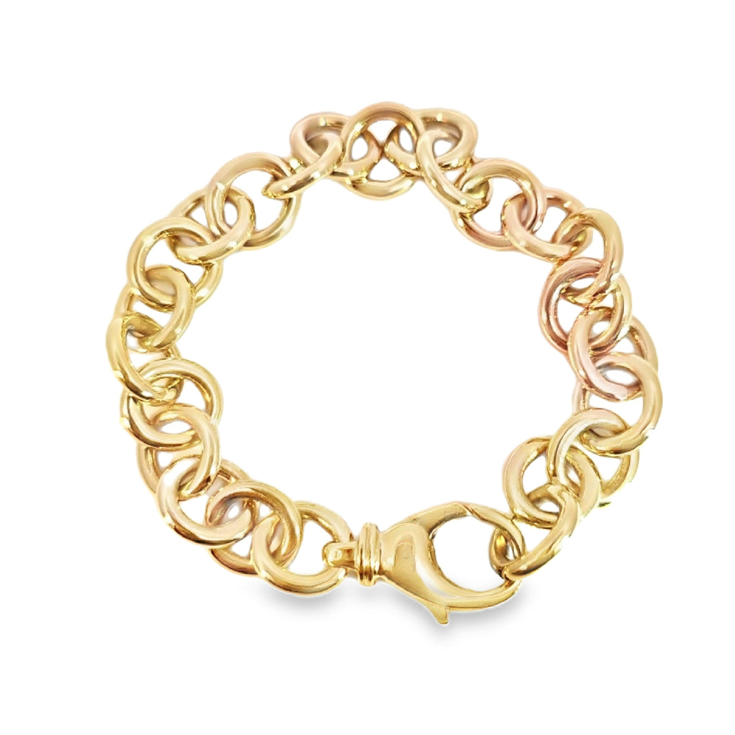 14k Yellow Gold High Polish Circle Link Bracelet (I8459)