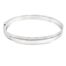 Load image into Gallery viewer, 14k White Gold High Polish Pave Diamond Row Bangle Bracelet (I8490)
