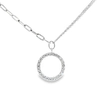 Load image into Gallery viewer, 14k Gold Asymmetrical Diamond Circle Half Double Chain Necklace
