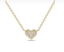 Load image into Gallery viewer, 14k Gold Pave Diamond Petite Heart Necklace
