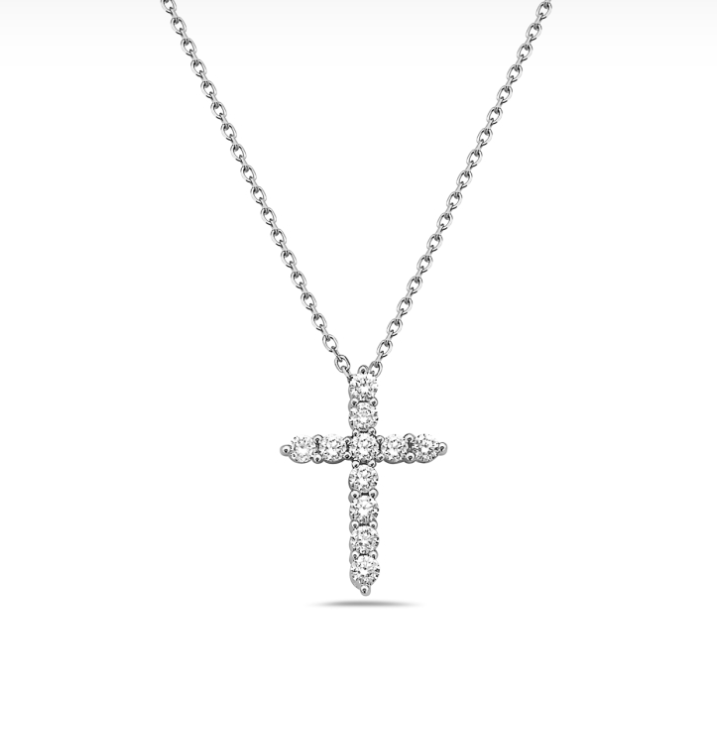 14k Gold Diamond Cross Necklace (I8521)