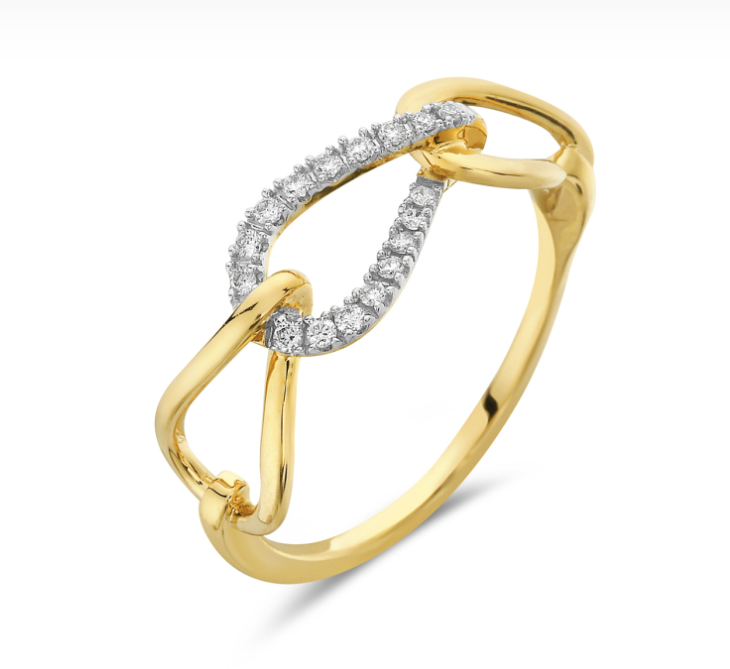 14k Gold Interlocking Diamond Ring