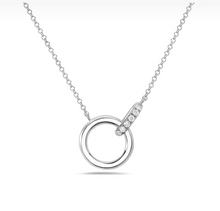 Load image into Gallery viewer, 14k Gold Circle Necklace with Diamond Link
