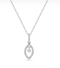 Load image into Gallery viewer, 14k Gold Diamond Marquise Pendant with Diamond Dangle Necklace
