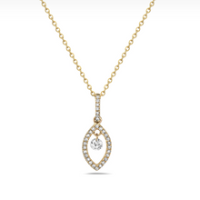 Load image into Gallery viewer, 14k Gold Diamond Marquise Pendant with Diamond Dangle Necklace
