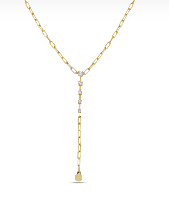 14k Yellow Gold Diamond Lariat Y Necklace (I8867)