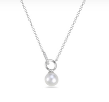 Load image into Gallery viewer, 14k Gold Diamond &amp; Freshwater Pearl Drop Necklace
