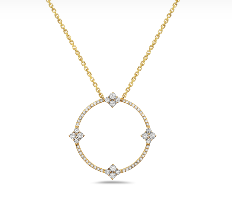 14k Yellow Gold Diamond Negative Space Necklace (I8763)