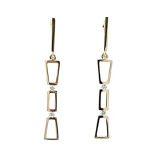 Load image into Gallery viewer, 14k Gold Geometric Drop Diamond Accent Earrings
