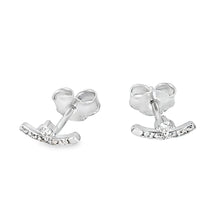Load image into Gallery viewer, 14k Gold Petite Diamond Curved Stud Earrings
