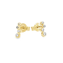 Load image into Gallery viewer, 14k Gold Petite Bezel Set Diamond Cluster Stud Earrings
