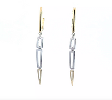 Load image into Gallery viewer, 14k Two Tone Negative Space Dangle Point Earrings (I8848)
