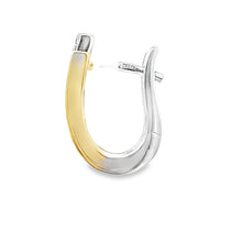 Load image into Gallery viewer, 14k Two Tone Gold Double Oval Hoop Diamond Earrings (I8864)
