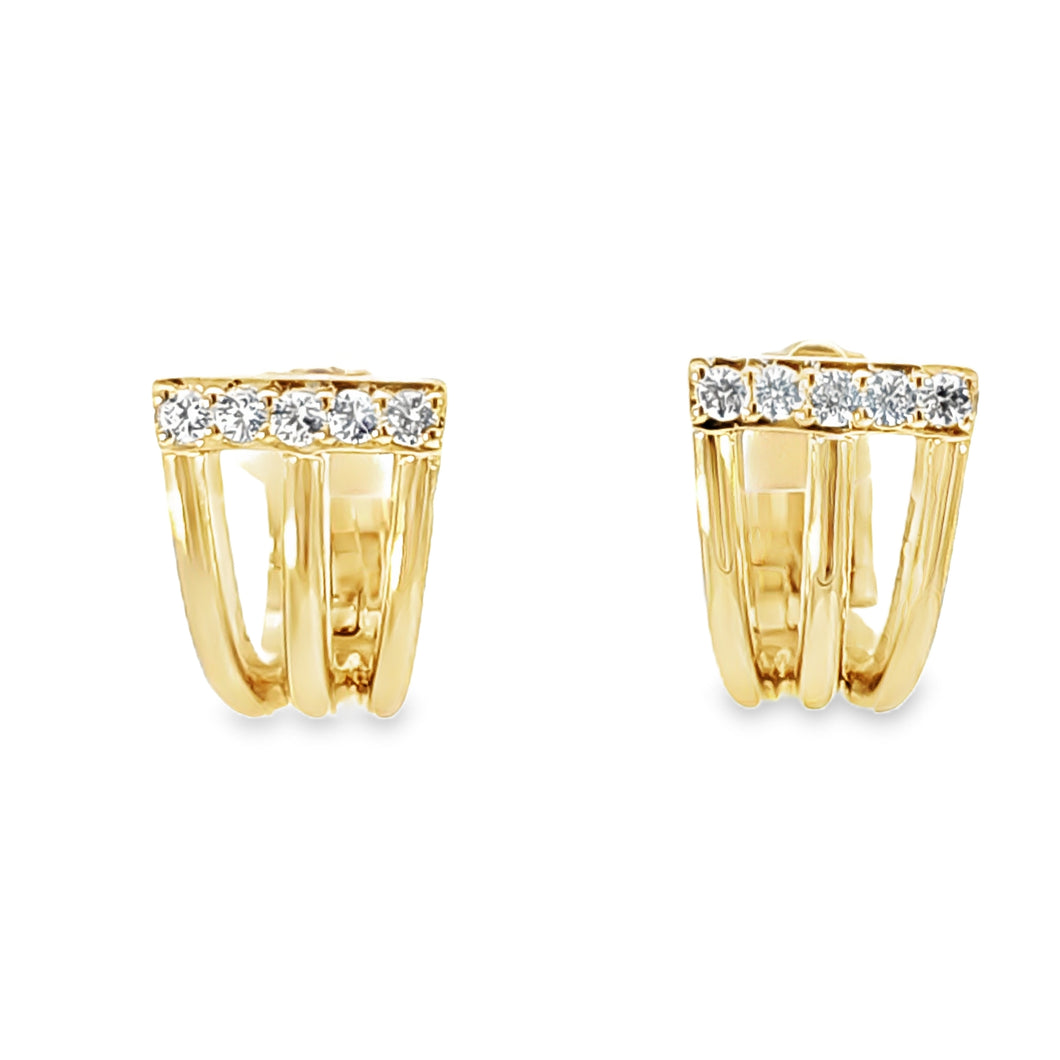 Gold Plated & Sterling Silver White Sapphire Triple Hoop Earrings