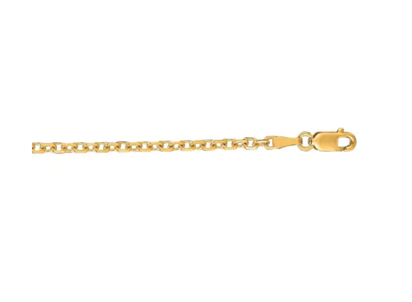 14k Yellow Gold 2.3mm Diamond Cut Cable Chain 20