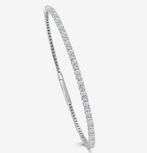 Load image into Gallery viewer, 14k Yellow or White Gold Diamond Beaded Flexible Bangle Bracelet
