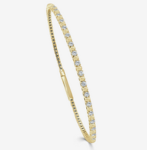 Load image into Gallery viewer, 14k Yellow or White Gold Diamond Beaded Flexible Bangle Bracelet
