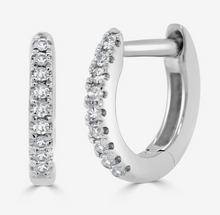 Load image into Gallery viewer, 14k Yellow or White Gold Diamond Huggie Hoop Earrings
