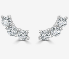 Load image into Gallery viewer, 14k Yellow or White Gold Diamond Petite Curved Stud Earrings
