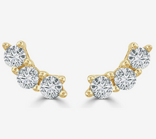 Load image into Gallery viewer, 14k Yellow or White Gold Diamond Petite Curved Stud Earrings
