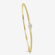 Load image into Gallery viewer, 14k Gold Single Bezel Set Oval Cut Diamond Bangle Bracelet
