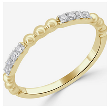 Load image into Gallery viewer, 14k Gold Diamond Beaded Stacker Ring
