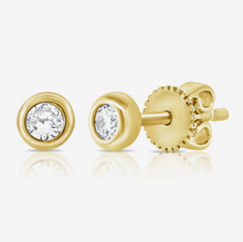 Load image into Gallery viewer, 14k White or Yellow Gold Petite Bezel Set Diamond Stud Earrings
