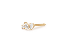 Load image into Gallery viewer, 14k Yellow Gold Pear &amp; Round White Sapphire Petite *Single* Stud Earring (I9110)
