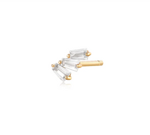 Load image into Gallery viewer, 14k Yellow Gold Scattered Baguette White Sapphire *Single* Stud Earring (I9112)
