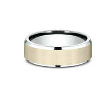 Load image into Gallery viewer, 14k Yellow &amp; White Gold Satin Center &amp; Bevel Edged Men&#39;s Wedding Band (I9151)
