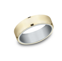 Load image into Gallery viewer, 14k Yellow &amp; White Gold Satin Finish Men&#39;s Wedding Band (I9157)
