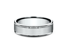 Load image into Gallery viewer, 14k White Gold Satin Center &amp; Polished Round Edged Men&#39;s Wedding Band (I9158)
