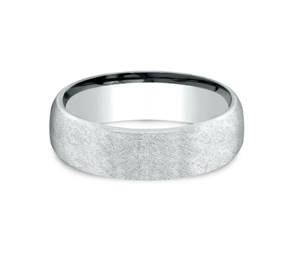 14k White Gold Swirl Men's Wedding Band (I9159)