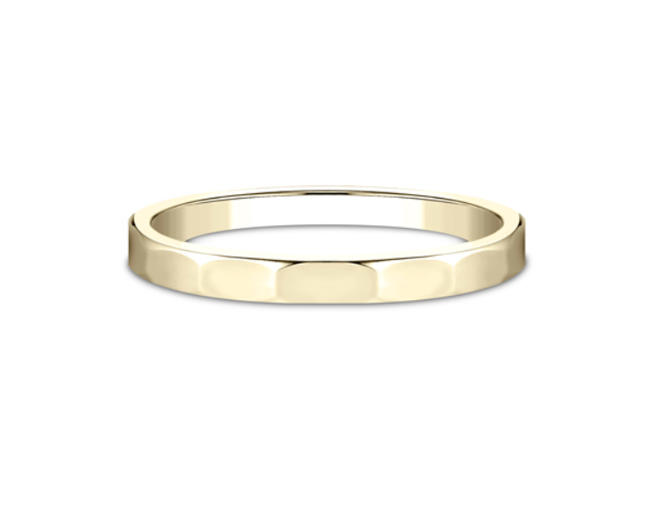 14k Yellow Gold High Polish Faceted Women's Wedding Band (I9168)