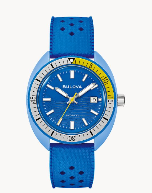 Bulova Snorkel 'Blue Tang Fish' Blue Rubber Watch (I9174)