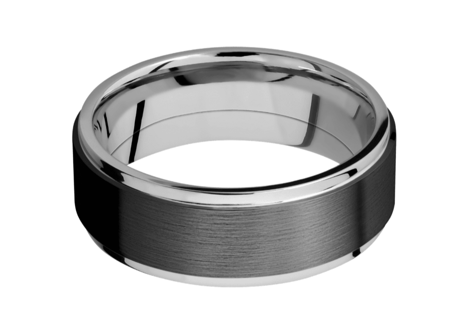 Men's Cobalt Chrome & Zirconium Flat Edge Band (I9189)