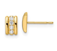 Load image into Gallery viewer, 14k Yellow Gold Bar CZ Stud Earrings (I9215)
