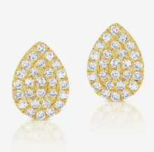 Load image into Gallery viewer, 14k Gold Pear-Shaped Pave Diamond Stud Earrings (I9952)
